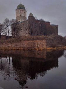 Faraway in Mintslov Vyborg - the Medieval Castle on the river in Vyborg